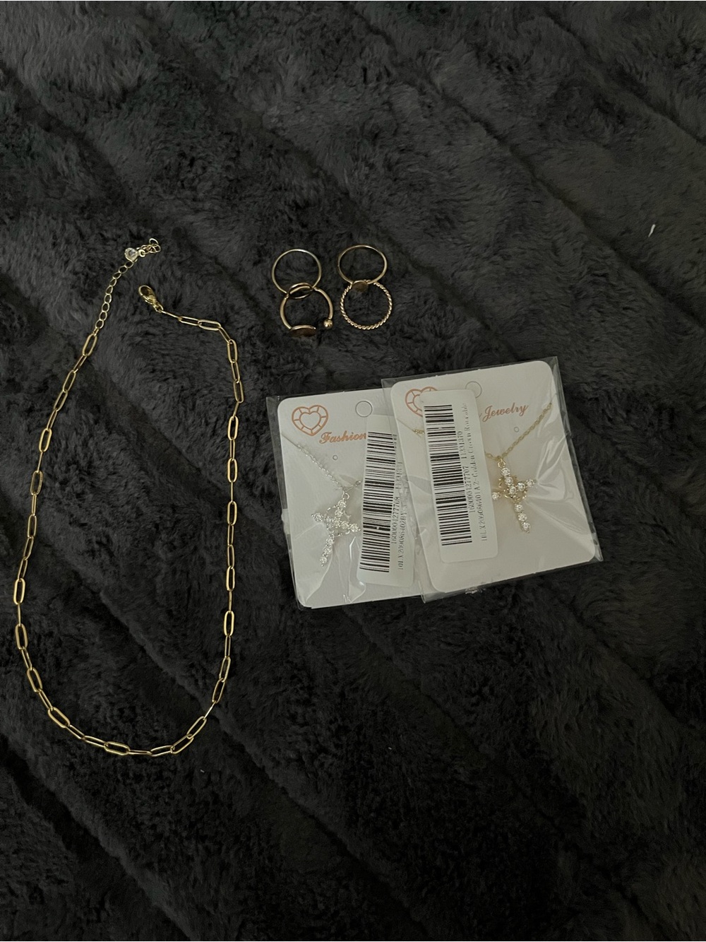 Gold-Tone Paperclip Chain Necklace & cross Pendant Necklace
